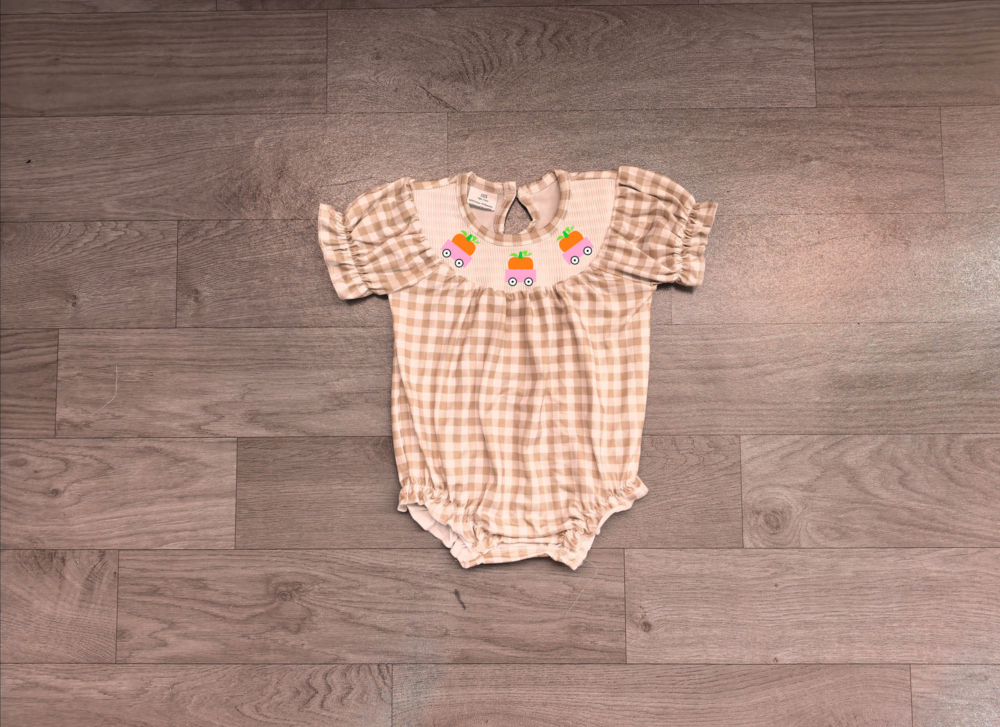 Toddle baby girl fall pumpkin short sleeve smocked romper preorder