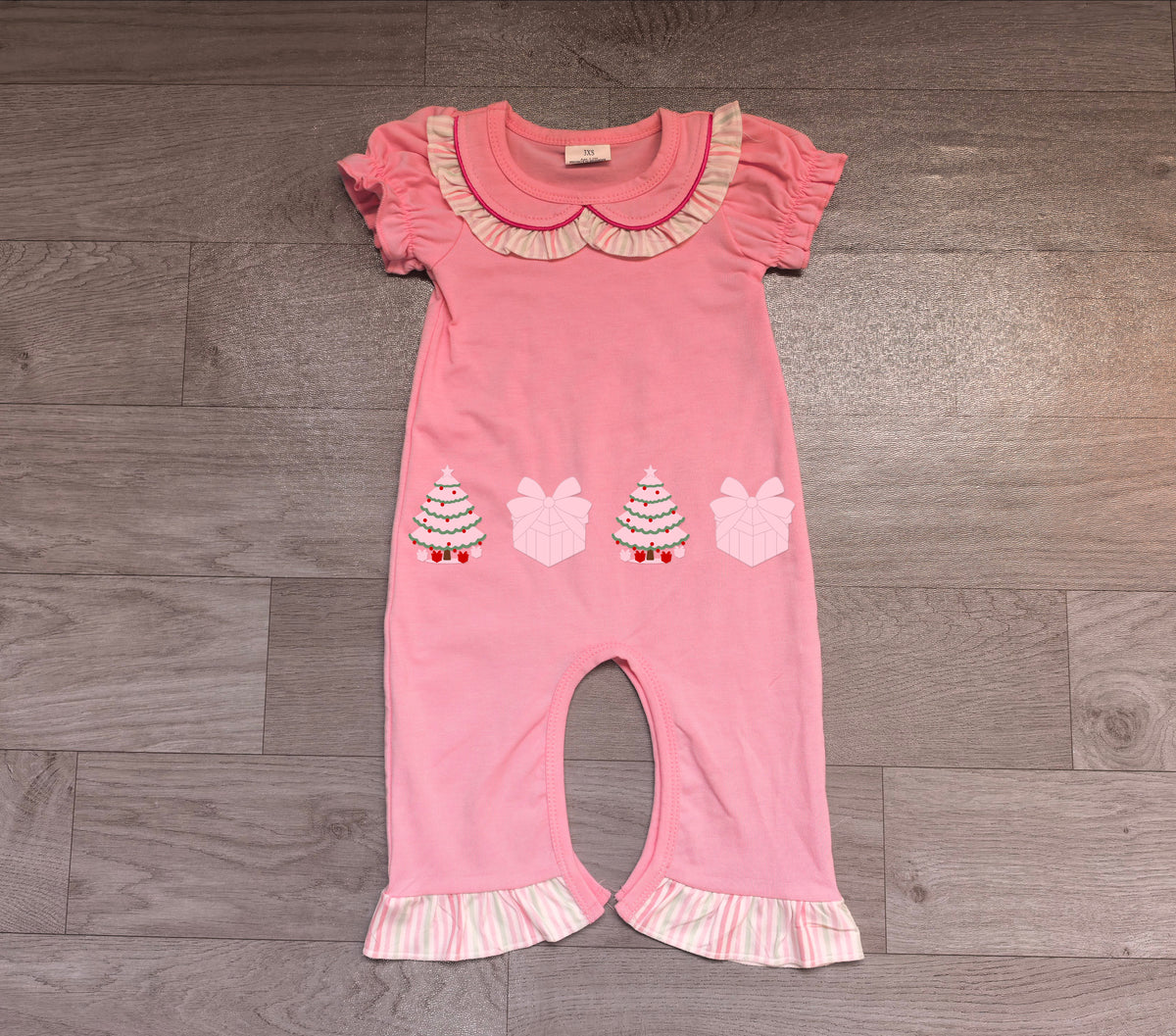 Toddle baby girl long sleeve Christmas tree embroidery romper preorder