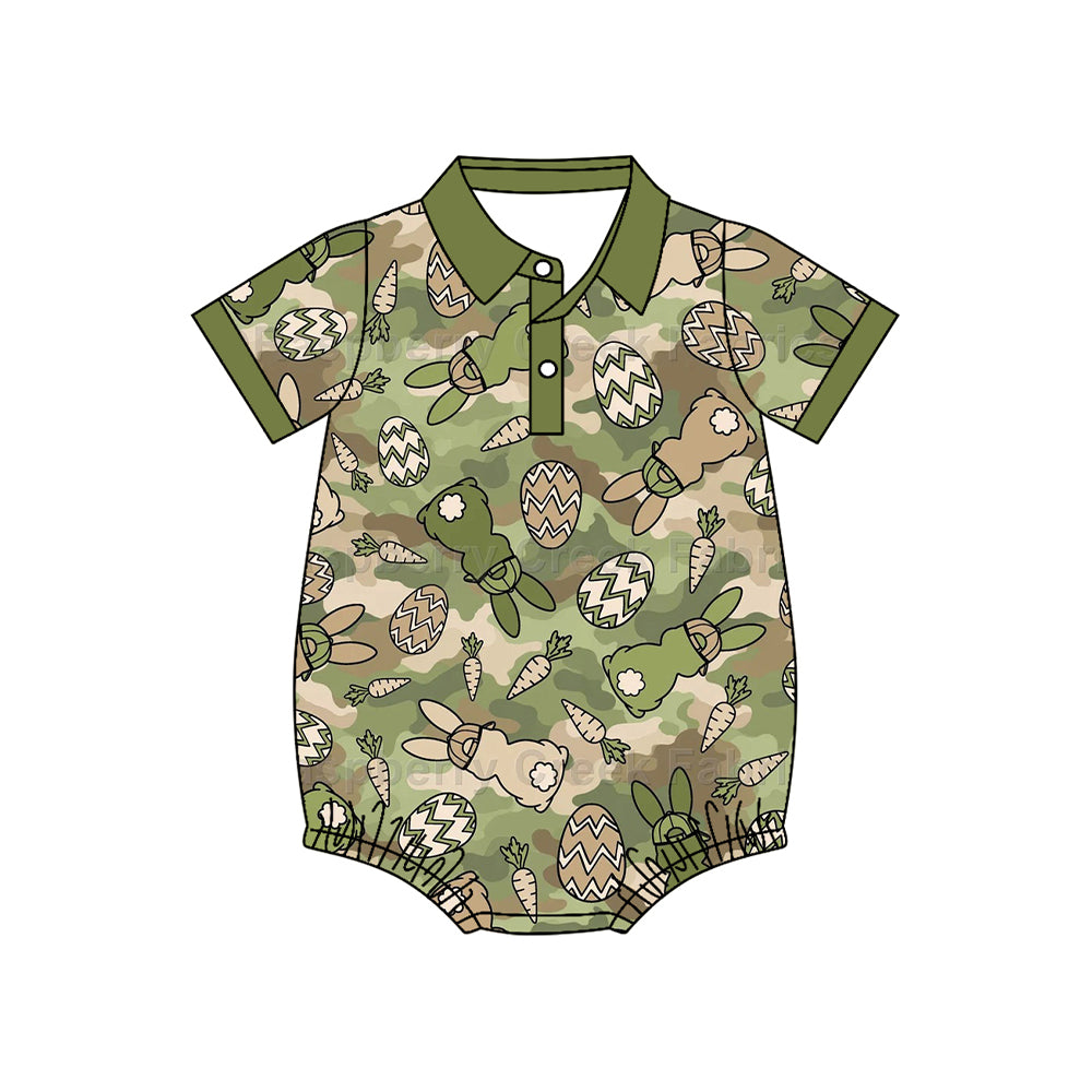 Easter camo eggs toddle baby boy short sleeve romper preorder