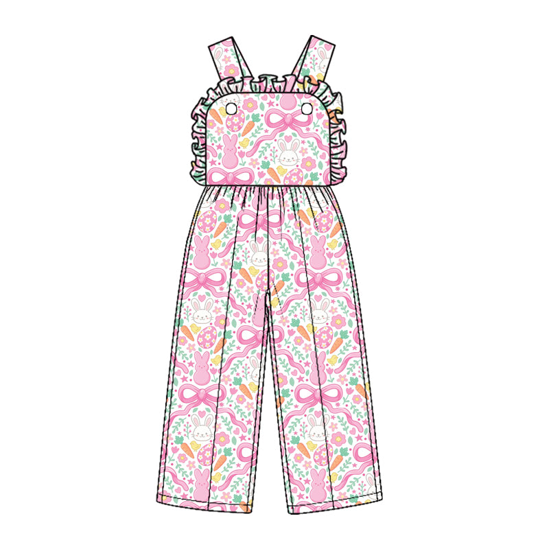 Toddle girls Easter pink bow floral print jumpsuit preorder