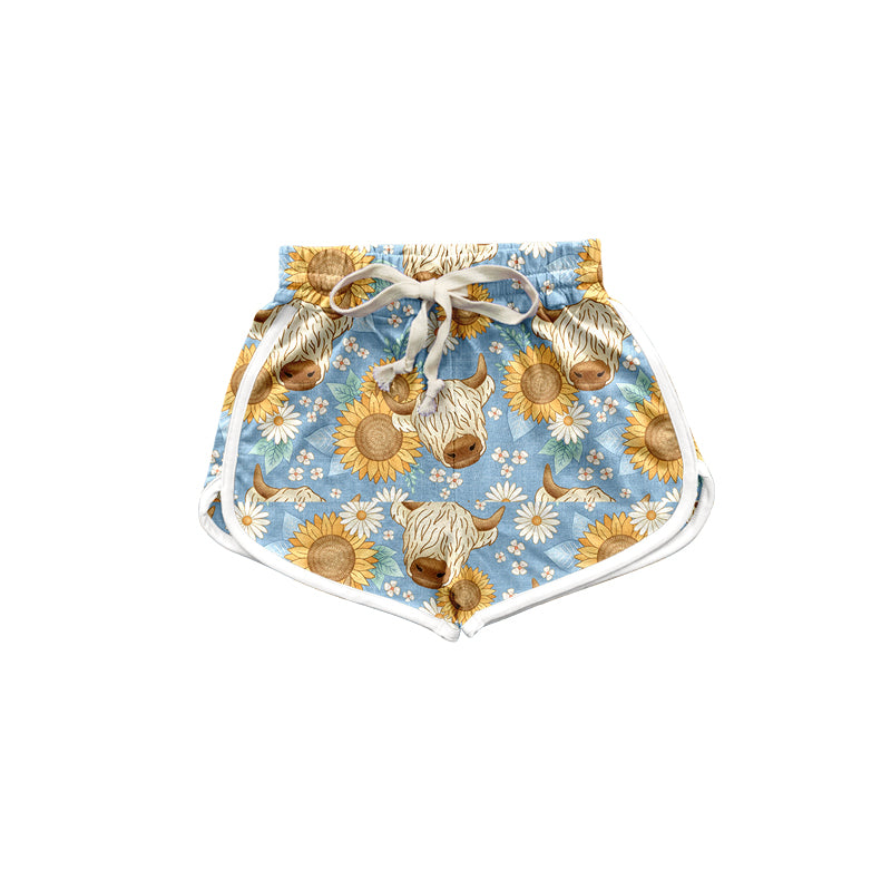 highland cow flower summer shorts preorder