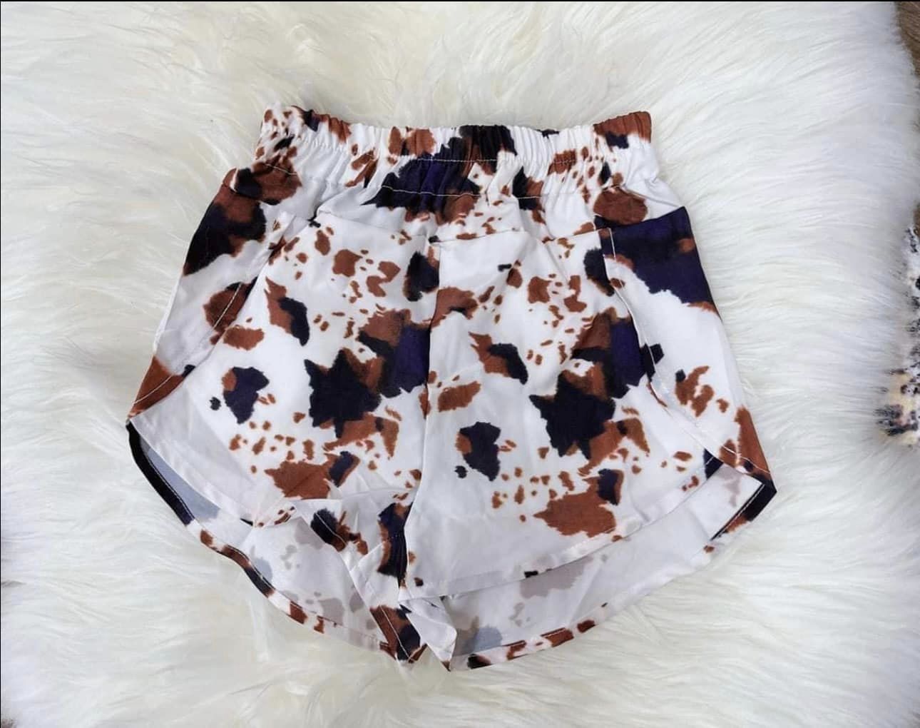 Brown cowhide toddle girls summer shorts preorder