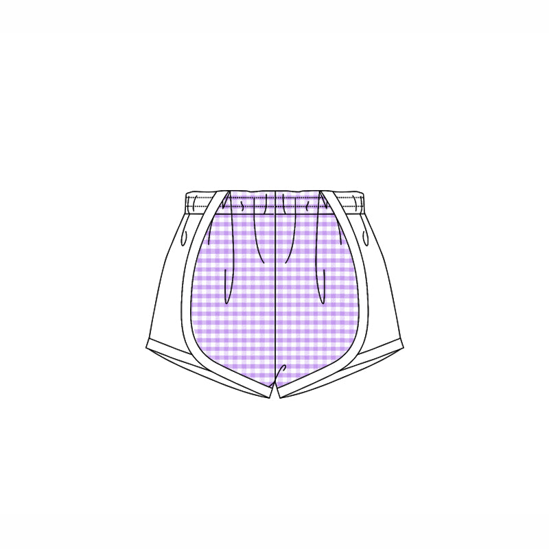 Kids girls lavender plaid summer shorts preorder