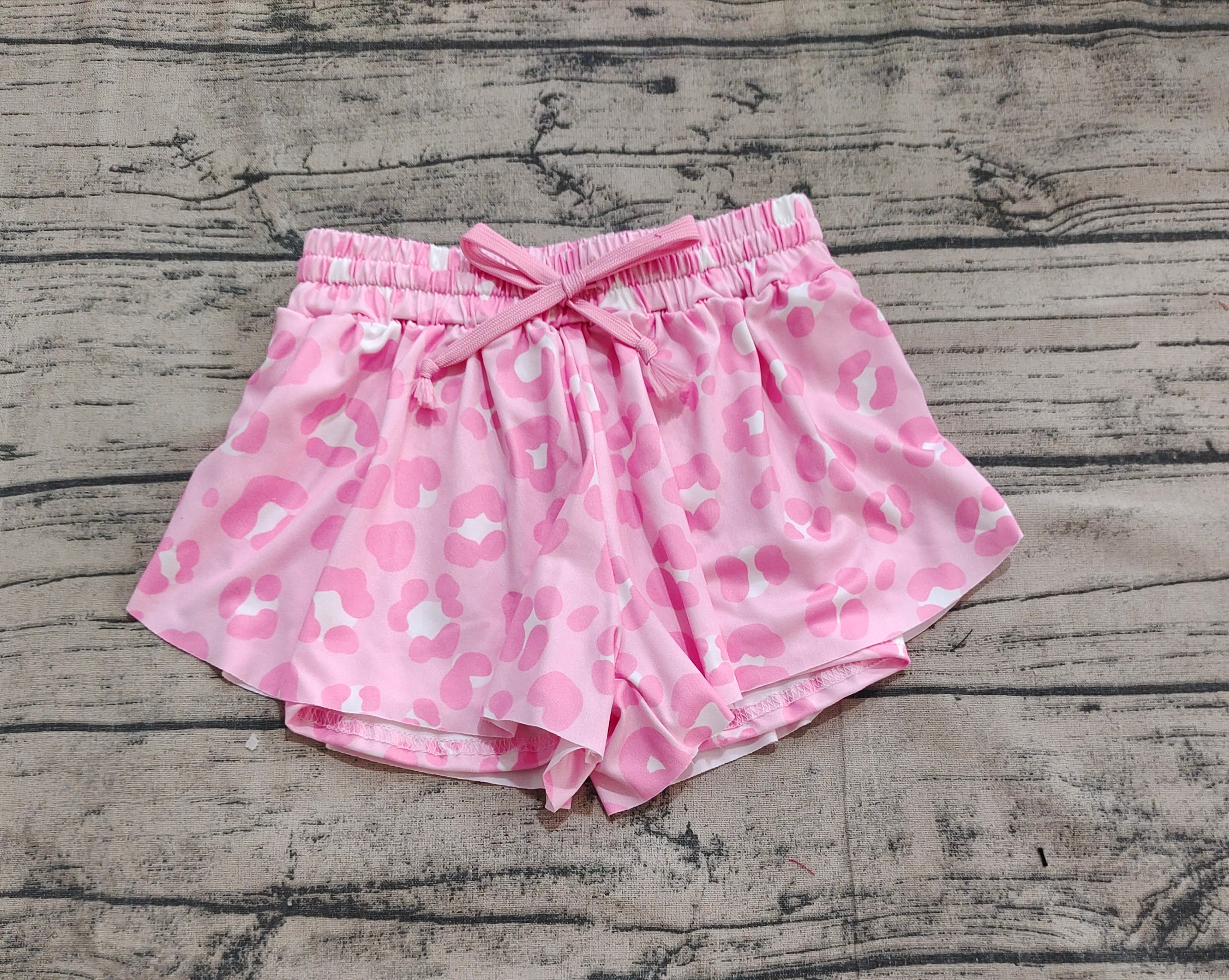 Girls Pink Regular Leopard Print Casual Shorts main image 0
