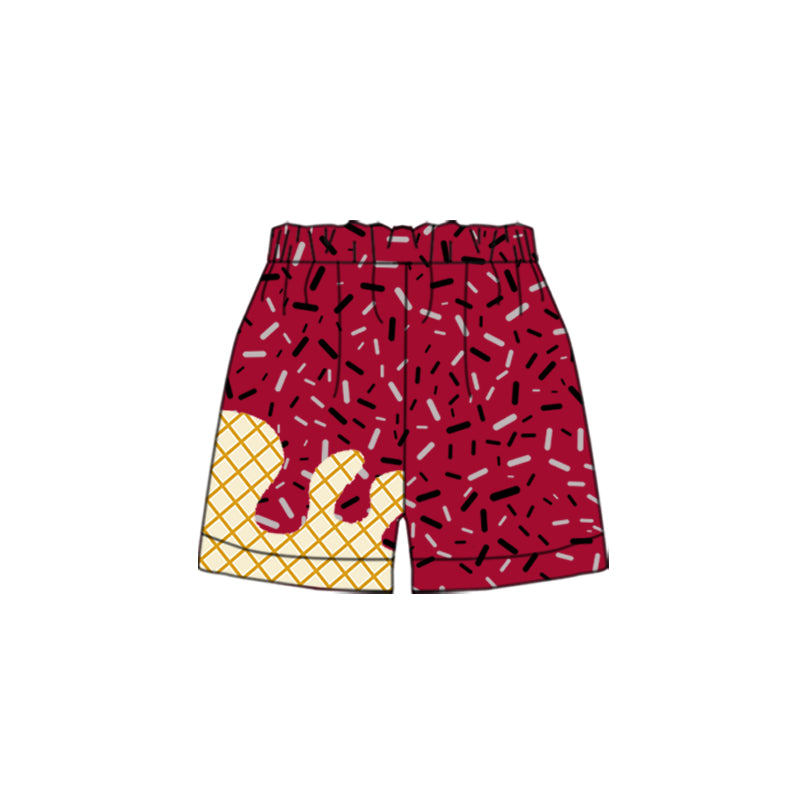 Toddle baby girl maroon ice cream design summer shorts preorder