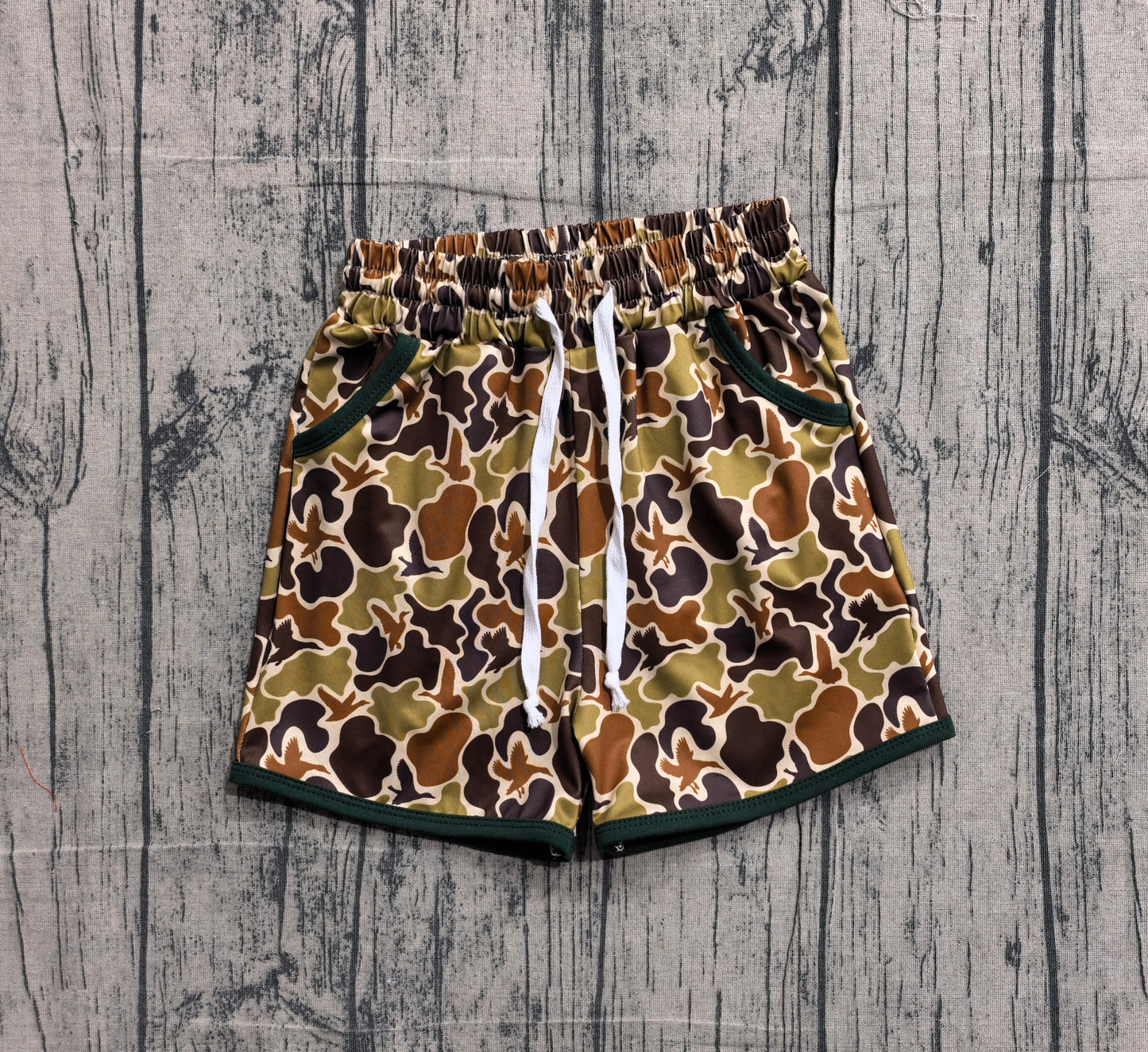 baby boy duck camo summer shorts preorder