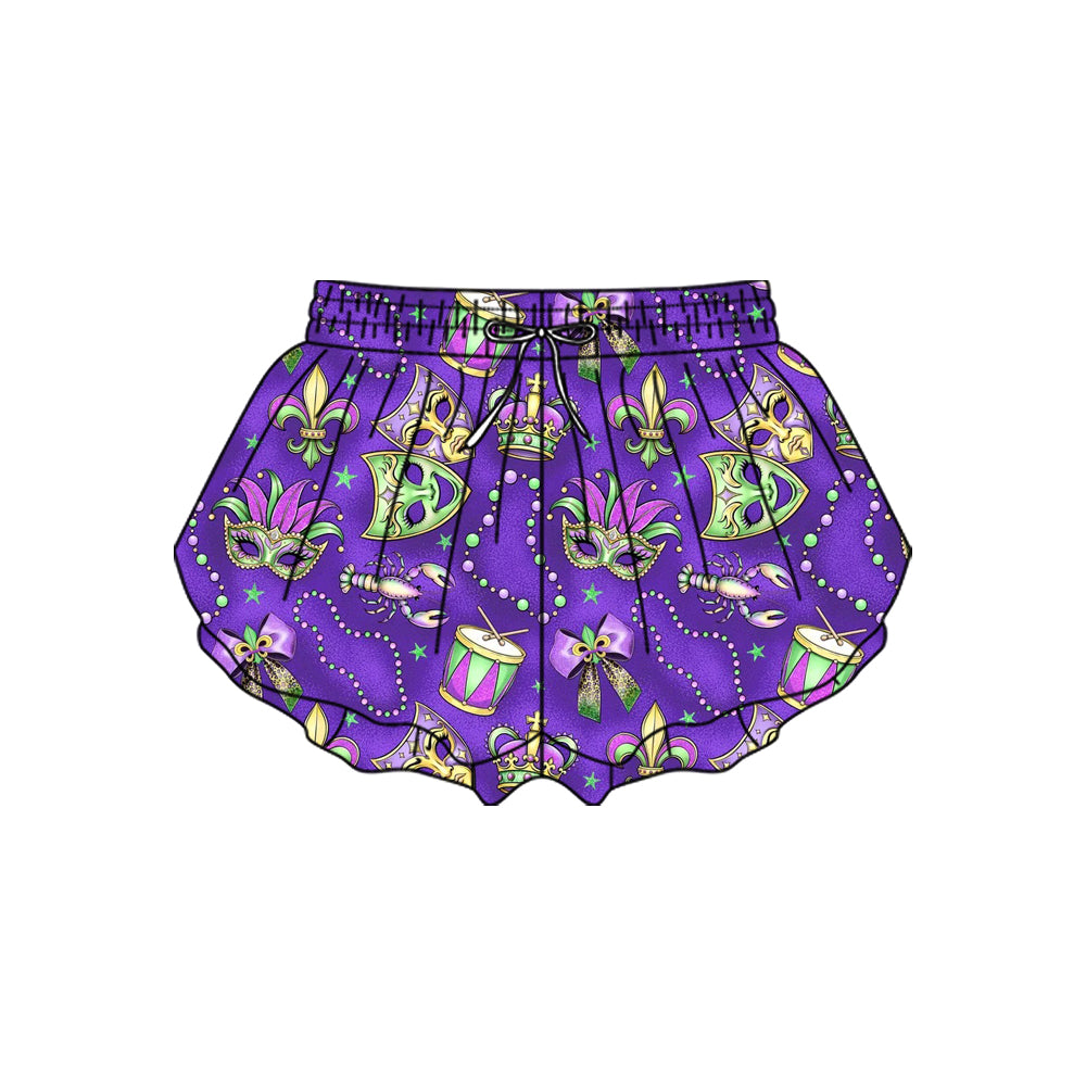 Toddle baby Mardi Gras summer yoga shorts preorder