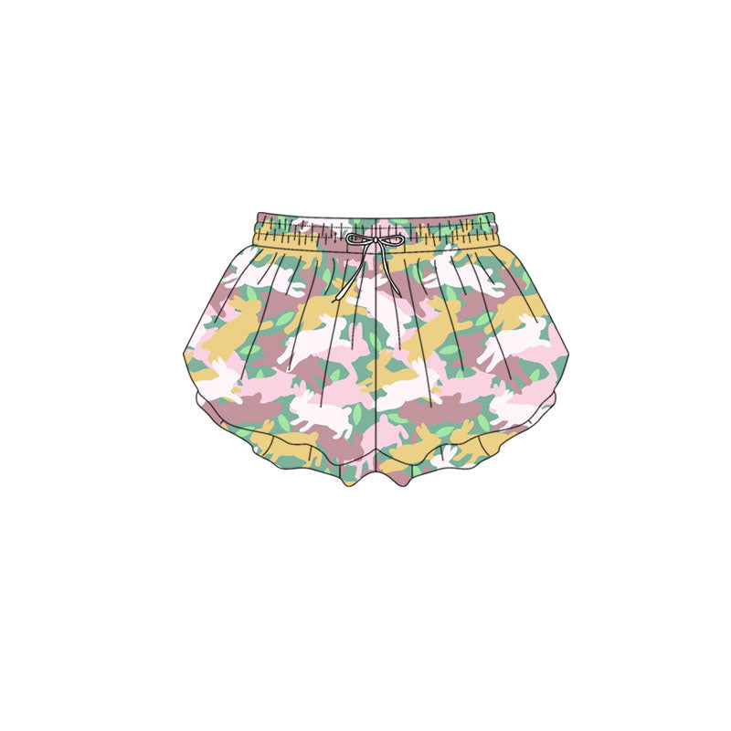 Toddle baby girls Easter bunny camo yoga shorts preorder