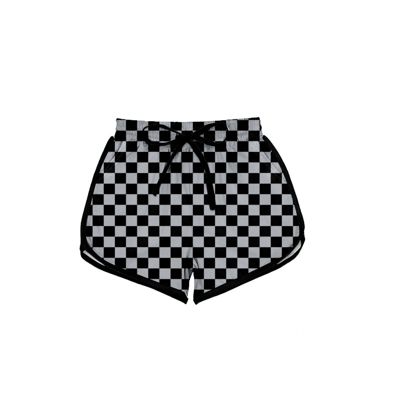 Adult women black plaid summer shorts preorder