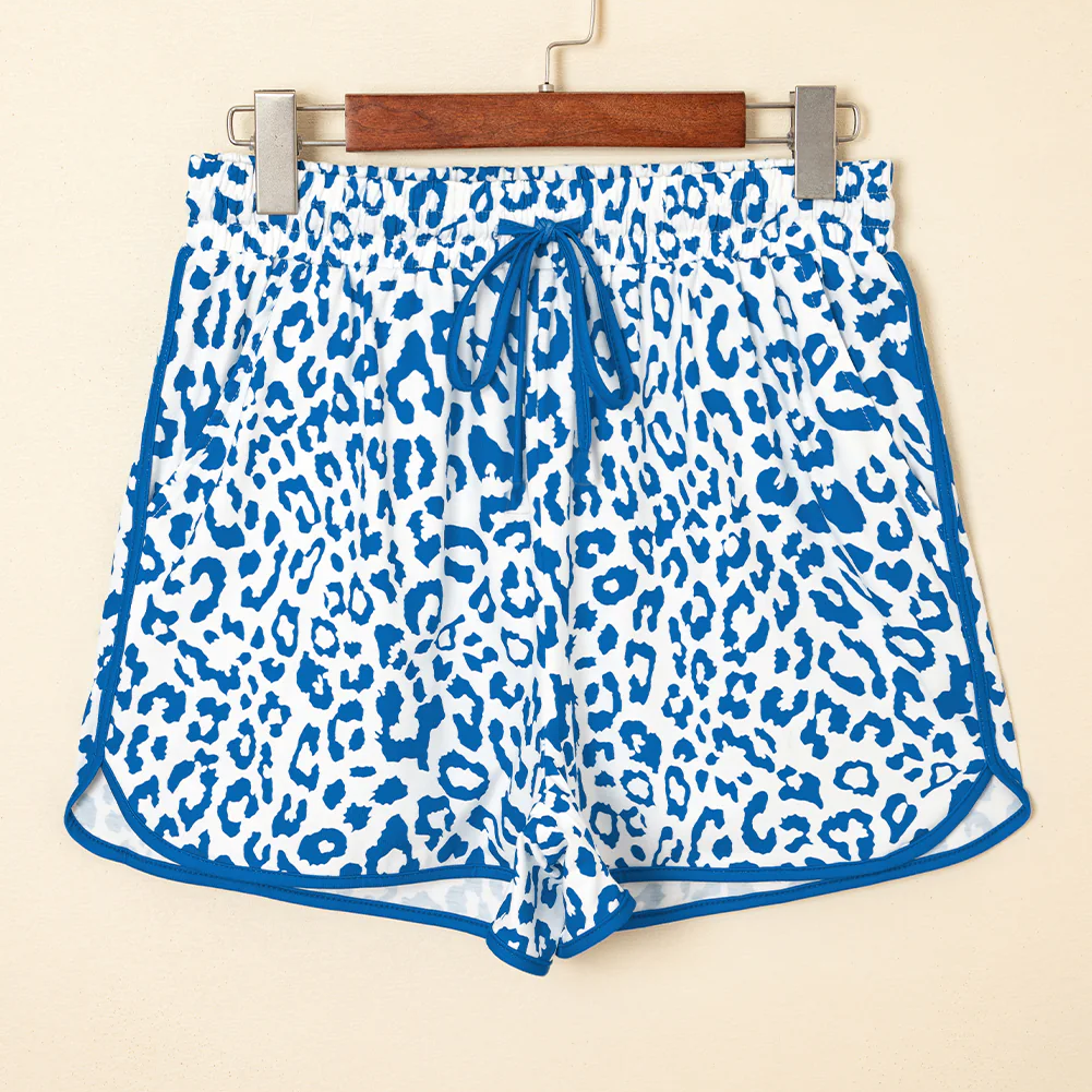 Adult women blue leopard summer shorts preorder