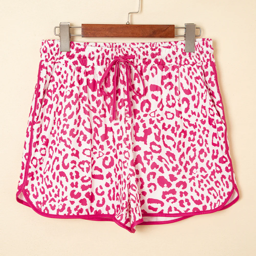 Adult women hot pink leopard summer shorts preorder