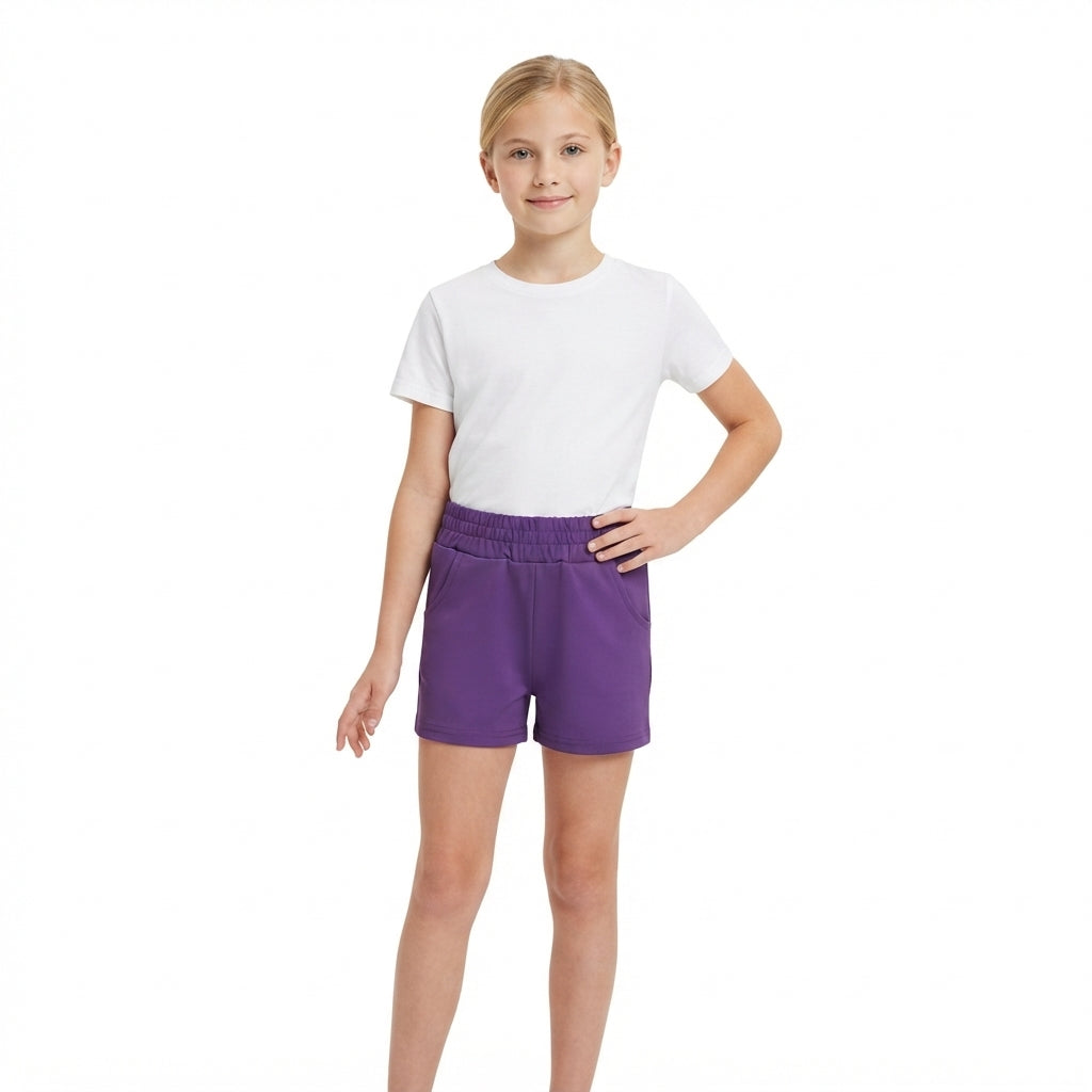 Toddle baby girls solid purple summer yoga shorts