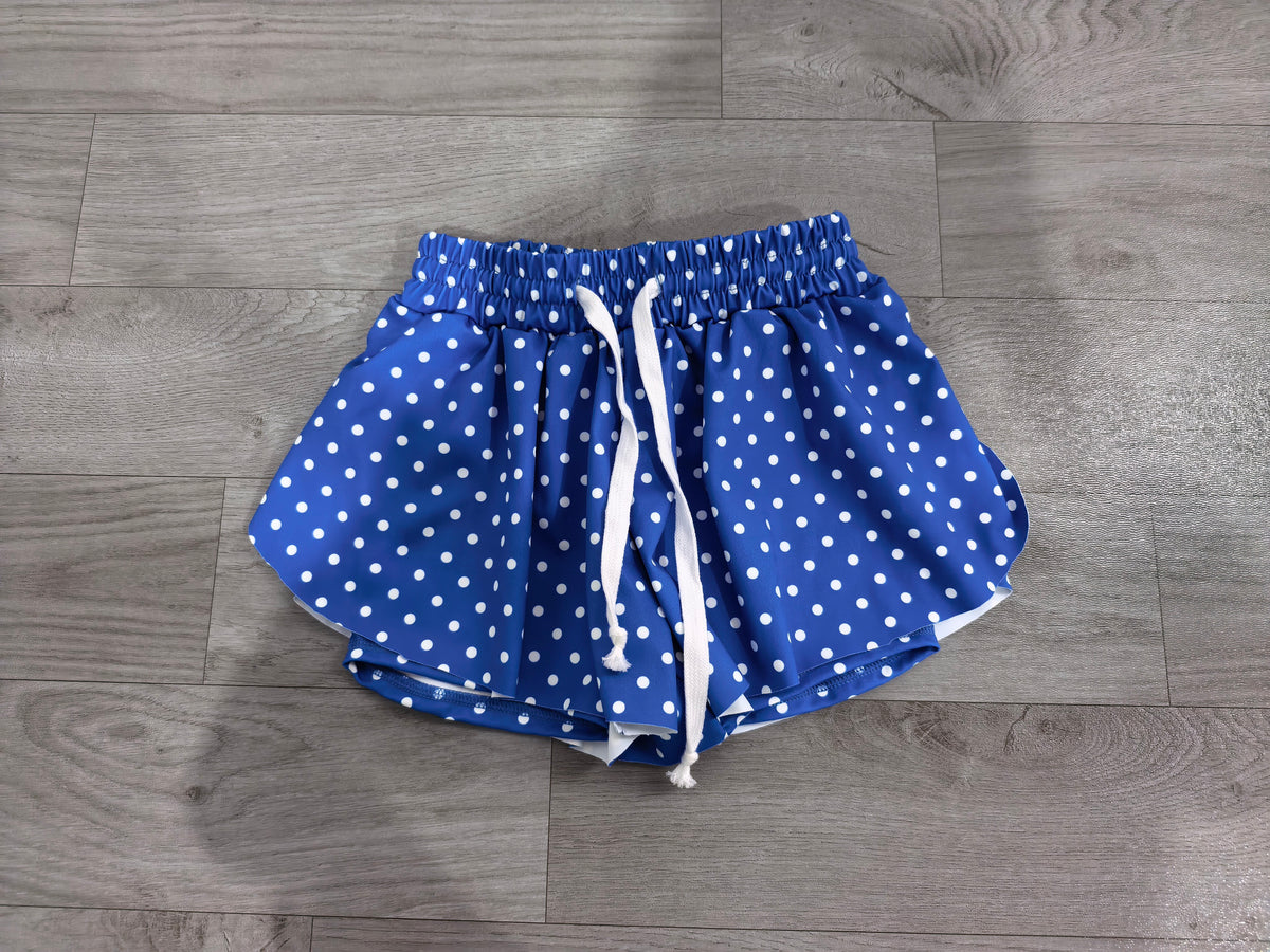 Toddle baby girls royal blue polka dots color summer yoga shorts preorder