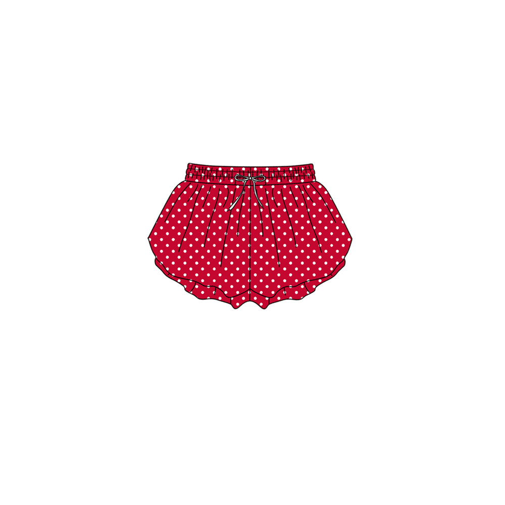 Toddle baby girls dark red polka dots color summer yoga shorts preorder