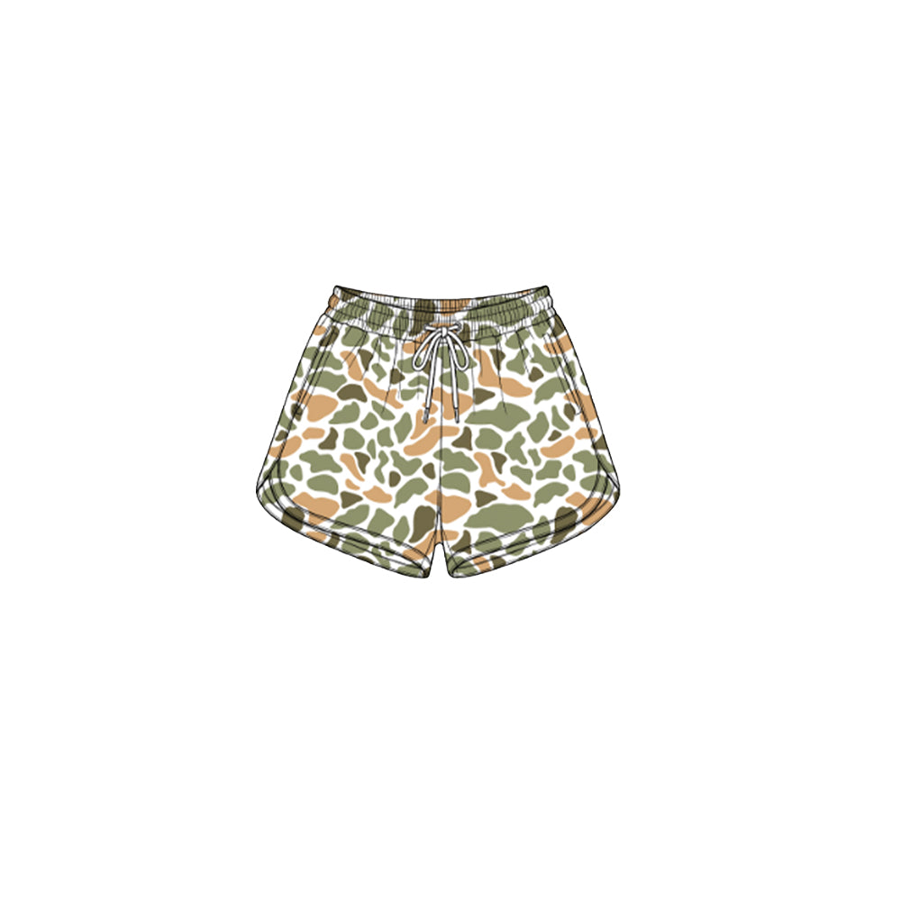 Toddle baby girls orange green camo print summer yoga shorts preorder