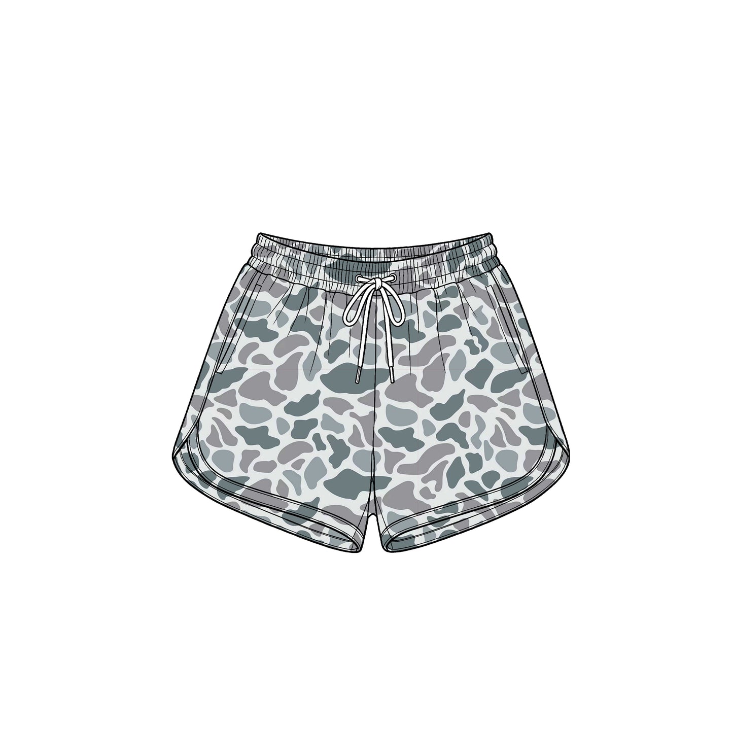 Adult women grey camo summer yoga shorts preorder