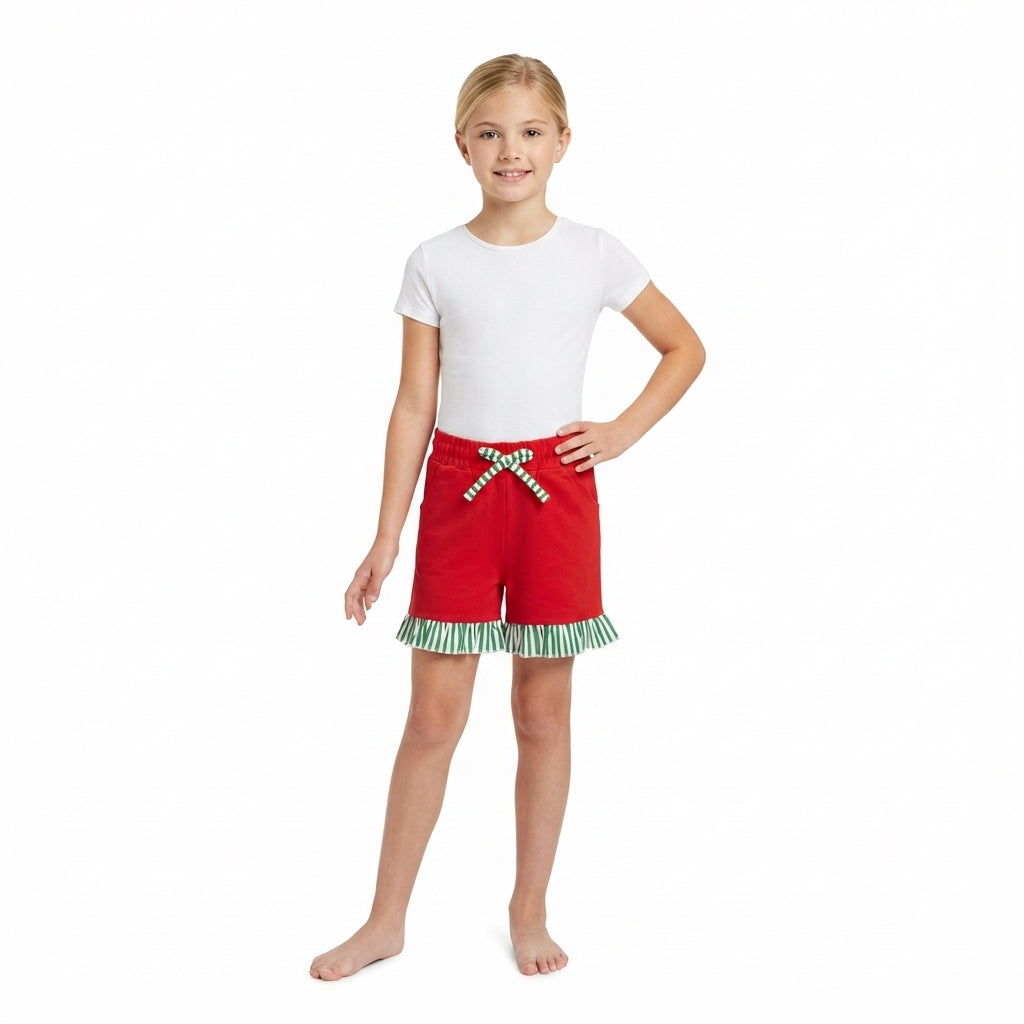 Toddle baby girls red color summer shorts