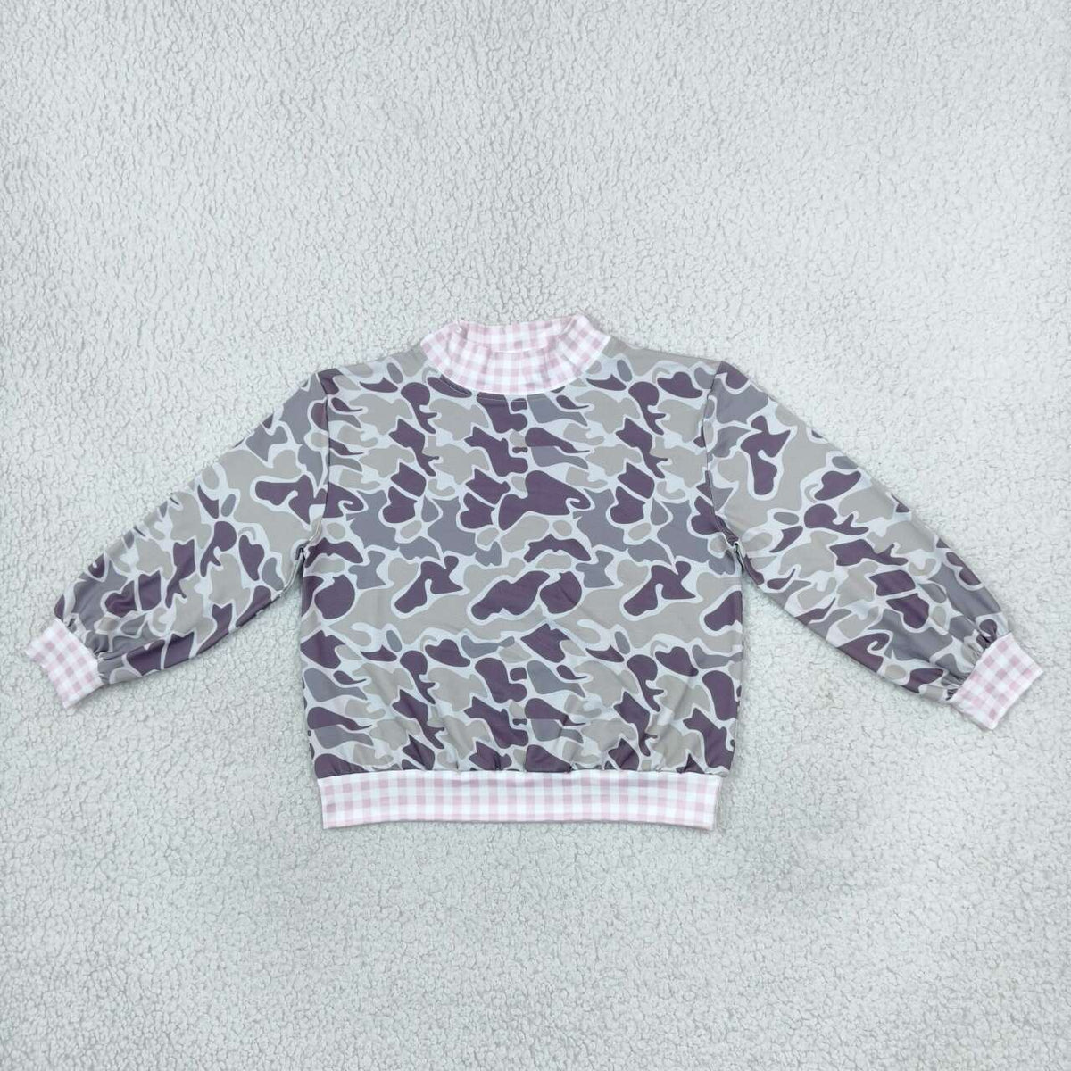 Dark grey Camo color GIRL long sleeve pullover top