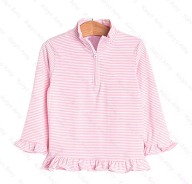 Kids pink stripes design long sleeve pullover
