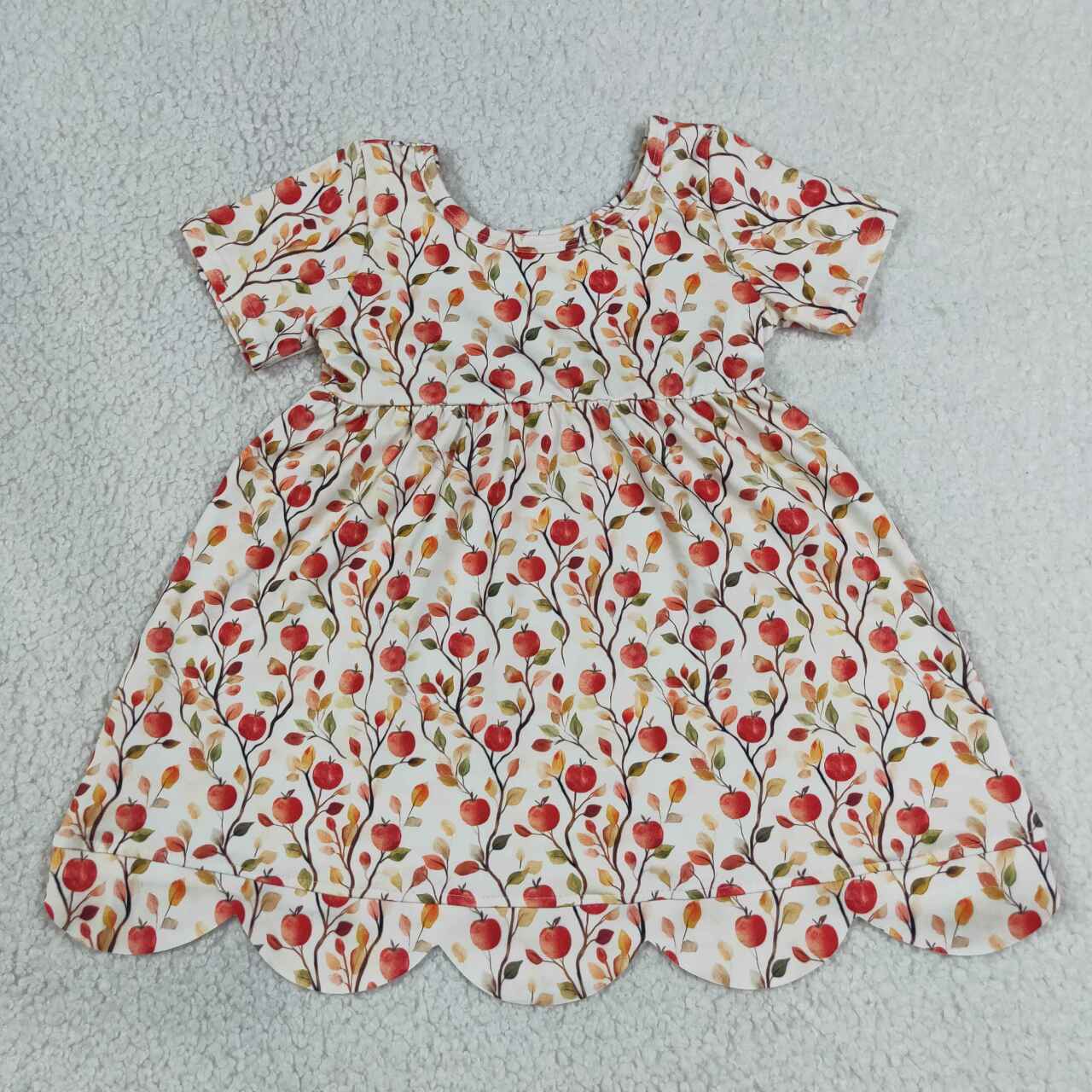 Apple print back to school girls summer dress