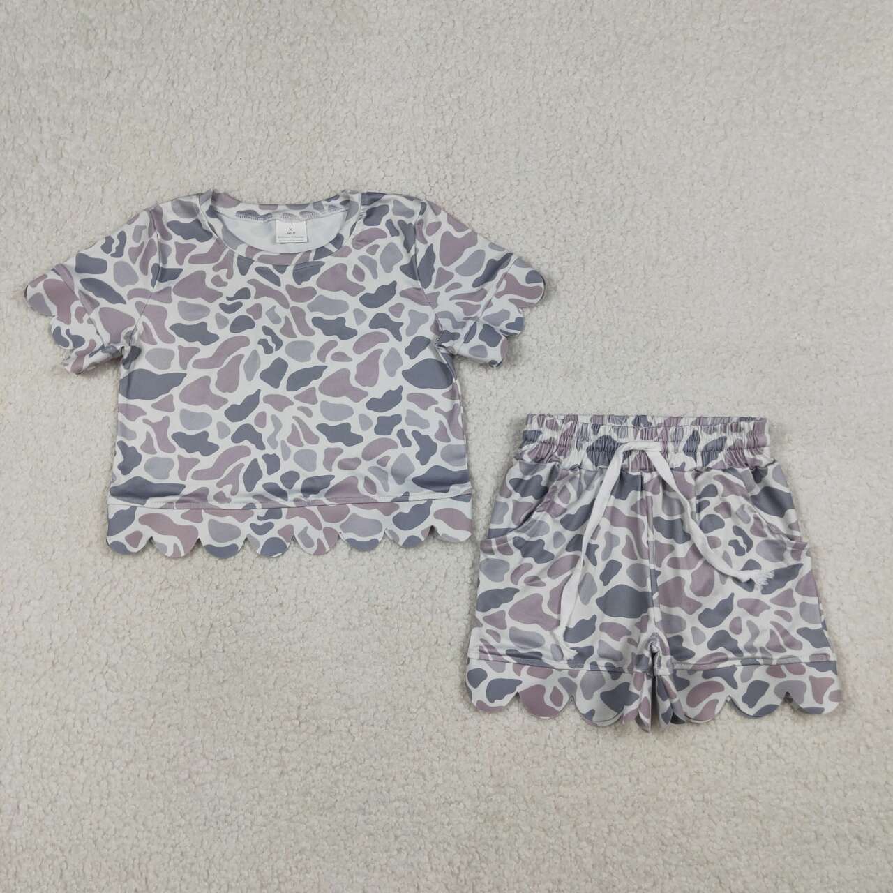 Light grey camo print toddle girls summer outfit