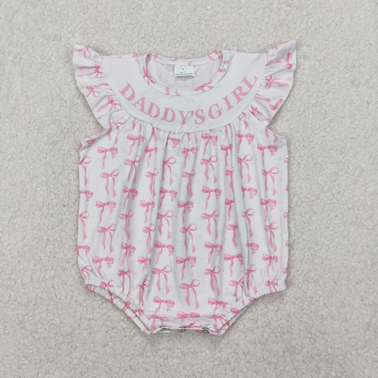 Daddys girl pink bow summer romper