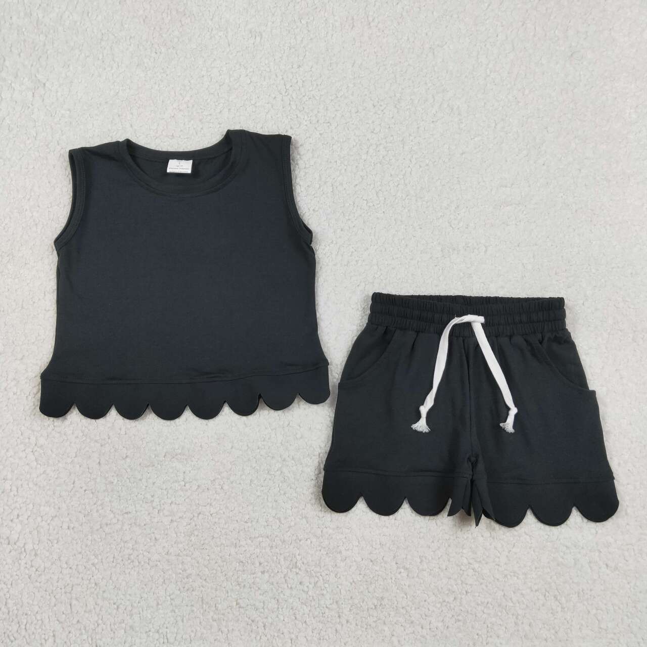 Black tank top matching shorts girls summer outfit