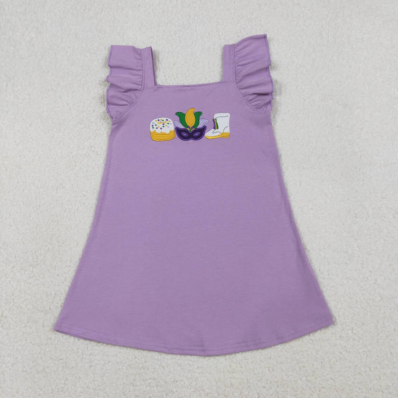 Mardi Gras kids girls short sleeve dress