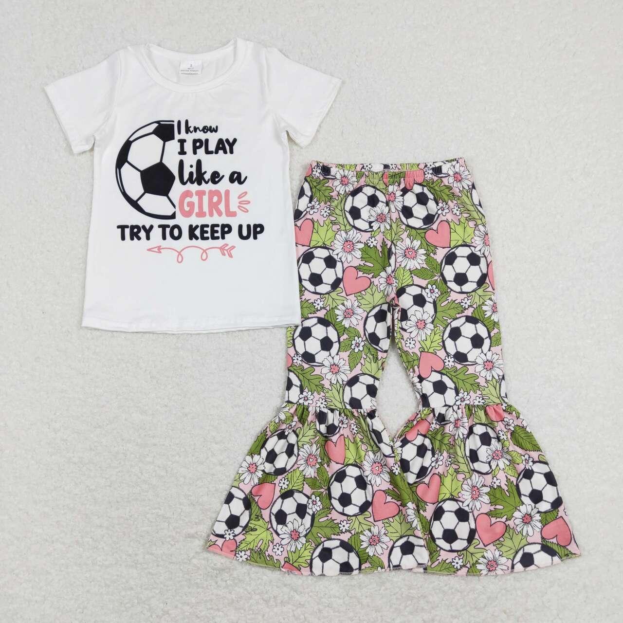 baby girls short sleeve soccer sports outfit