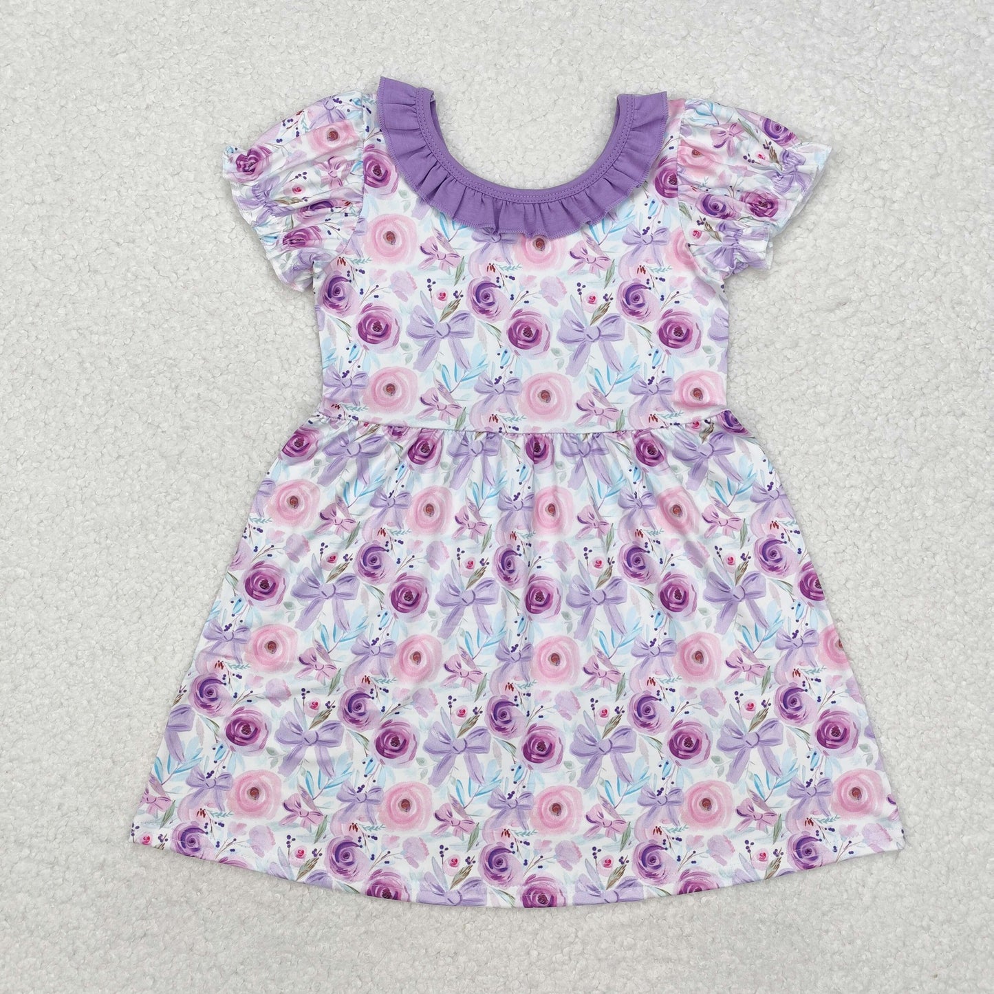 Pink purple floral baby girls boutique dress