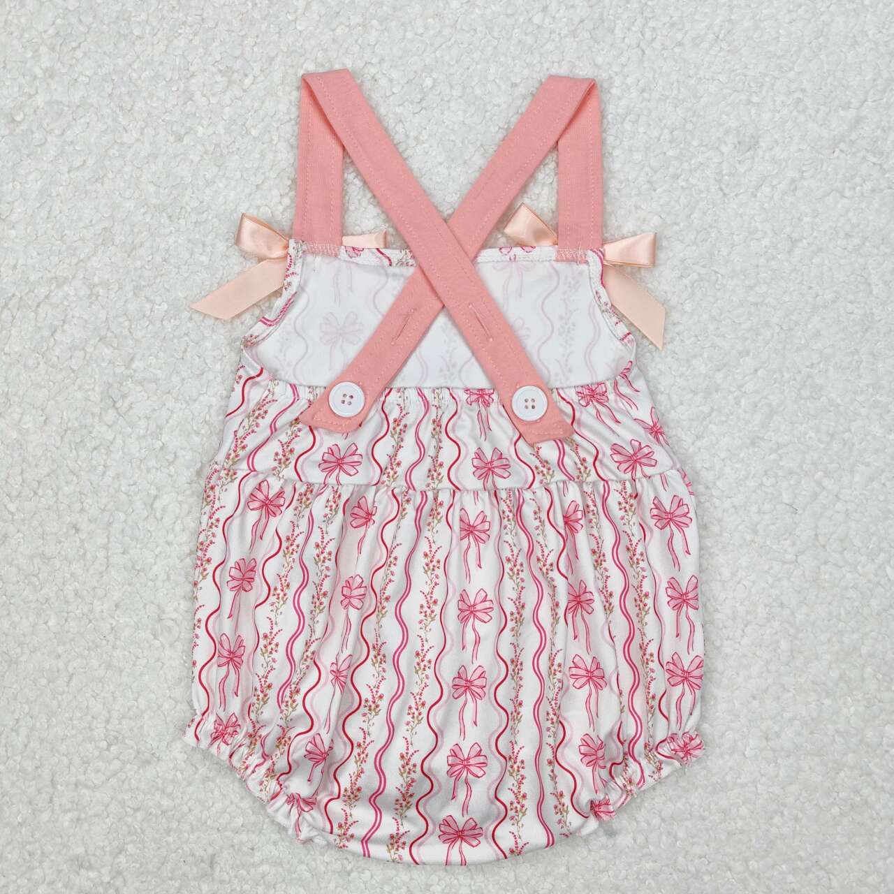 Toddle baby girls pink bow summer romper