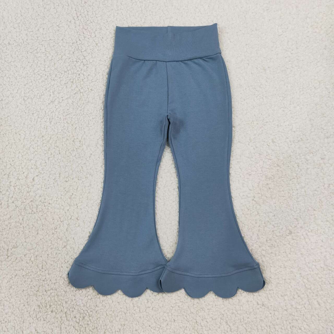 Dusty blue girls scalloped bell bottoms