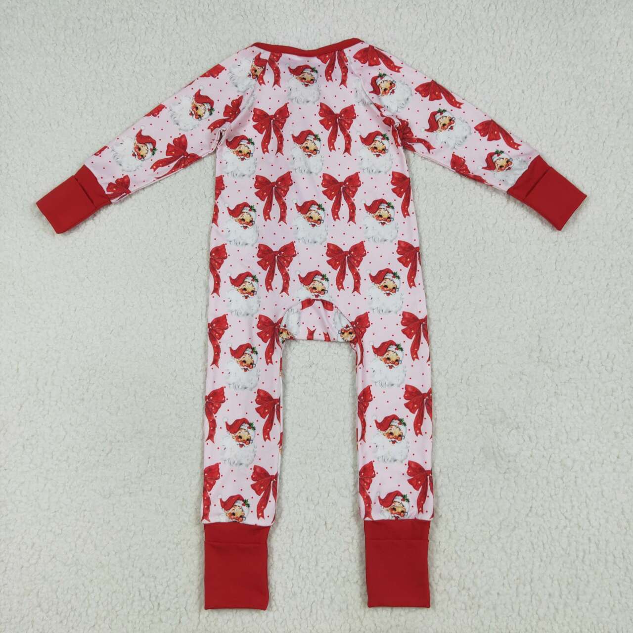 USA SHOP Christmas Santa Claus red bow toddle girls romper