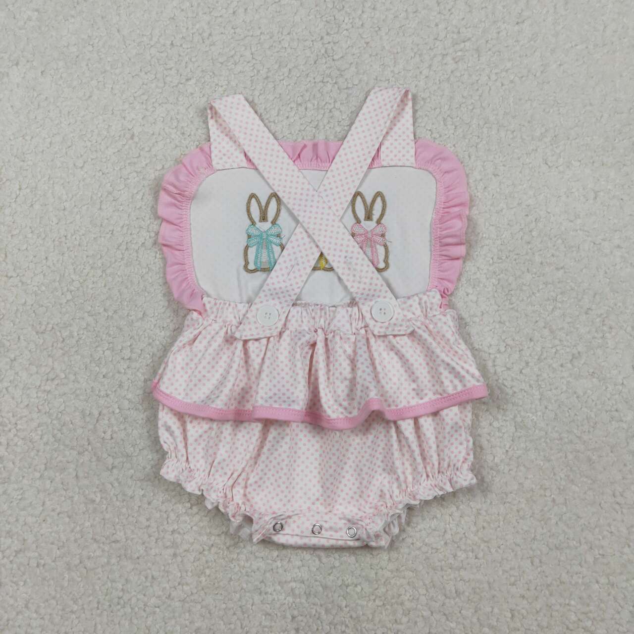 Toddle baby girl embroidery Easter bunny romper