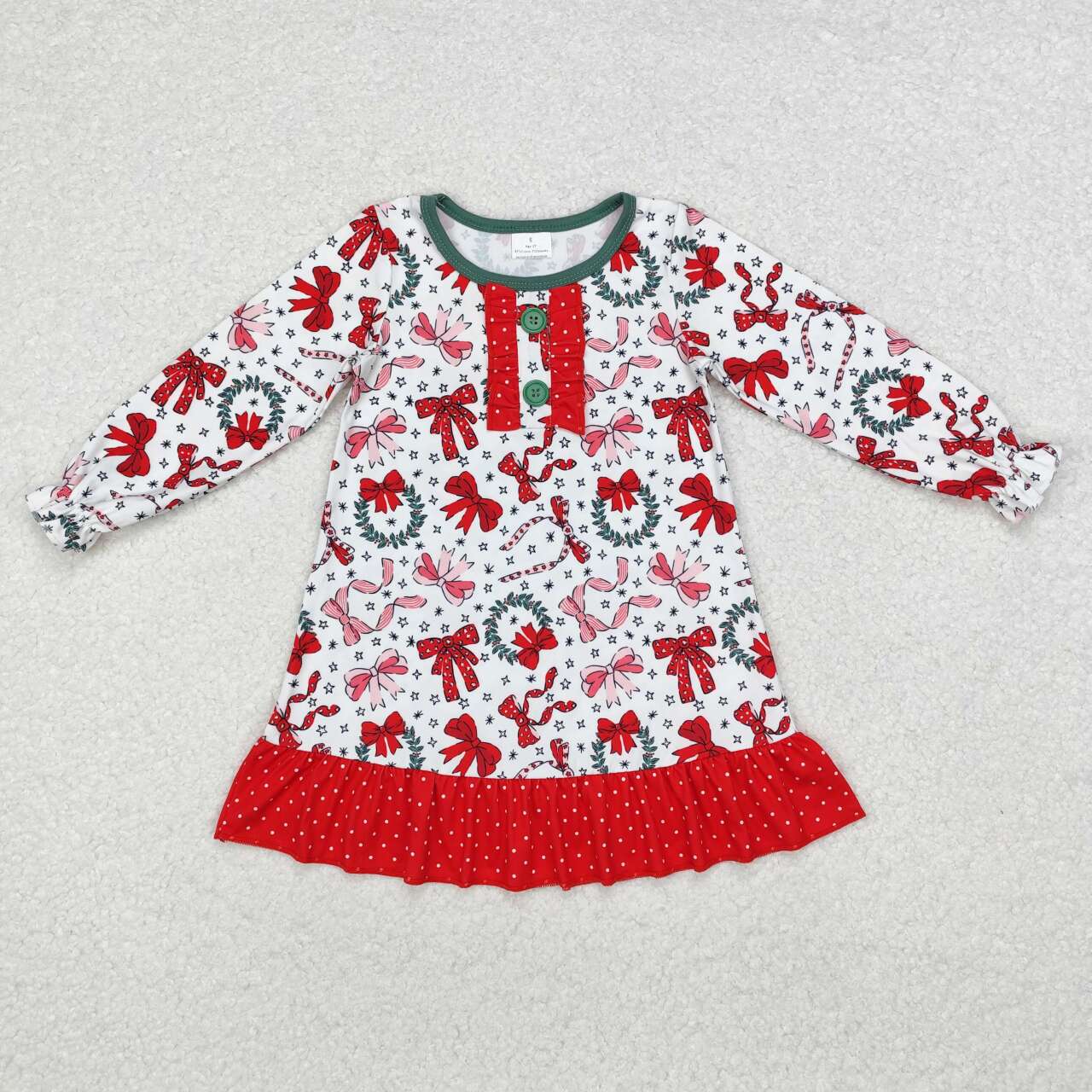 Wholesale kids girls Christmas red bow winter holiday dress