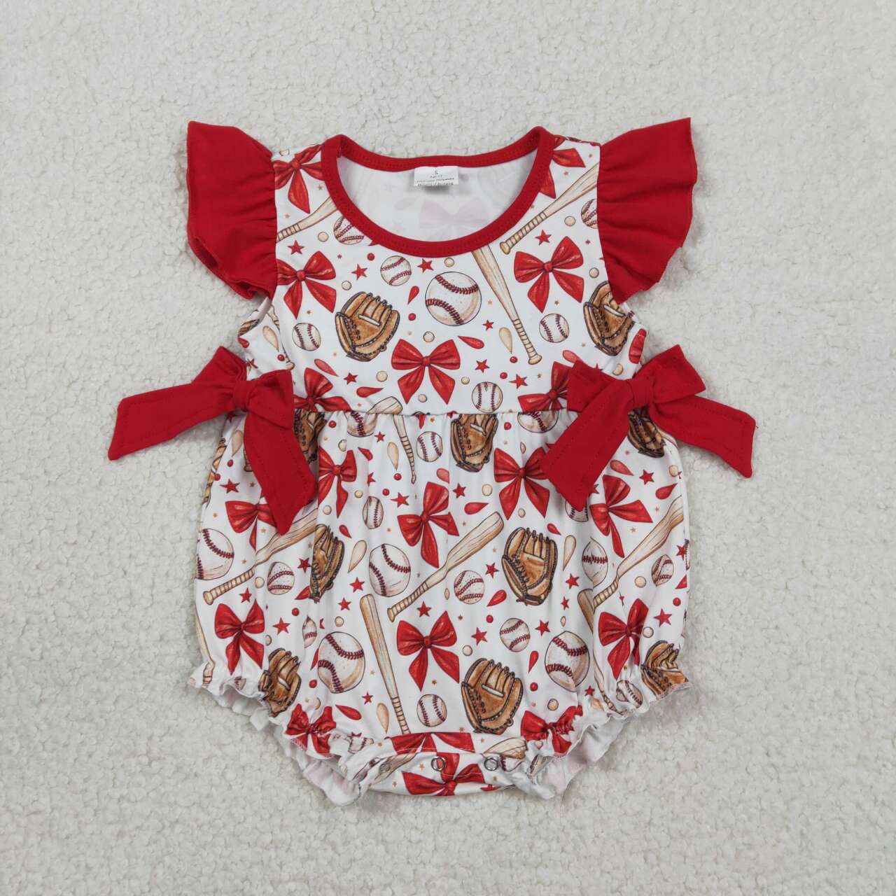 Baseball design baby girls romper