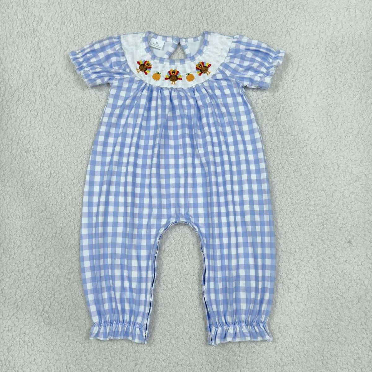 Toddle baby thanksgiving turkey short sleeve smocked romper
