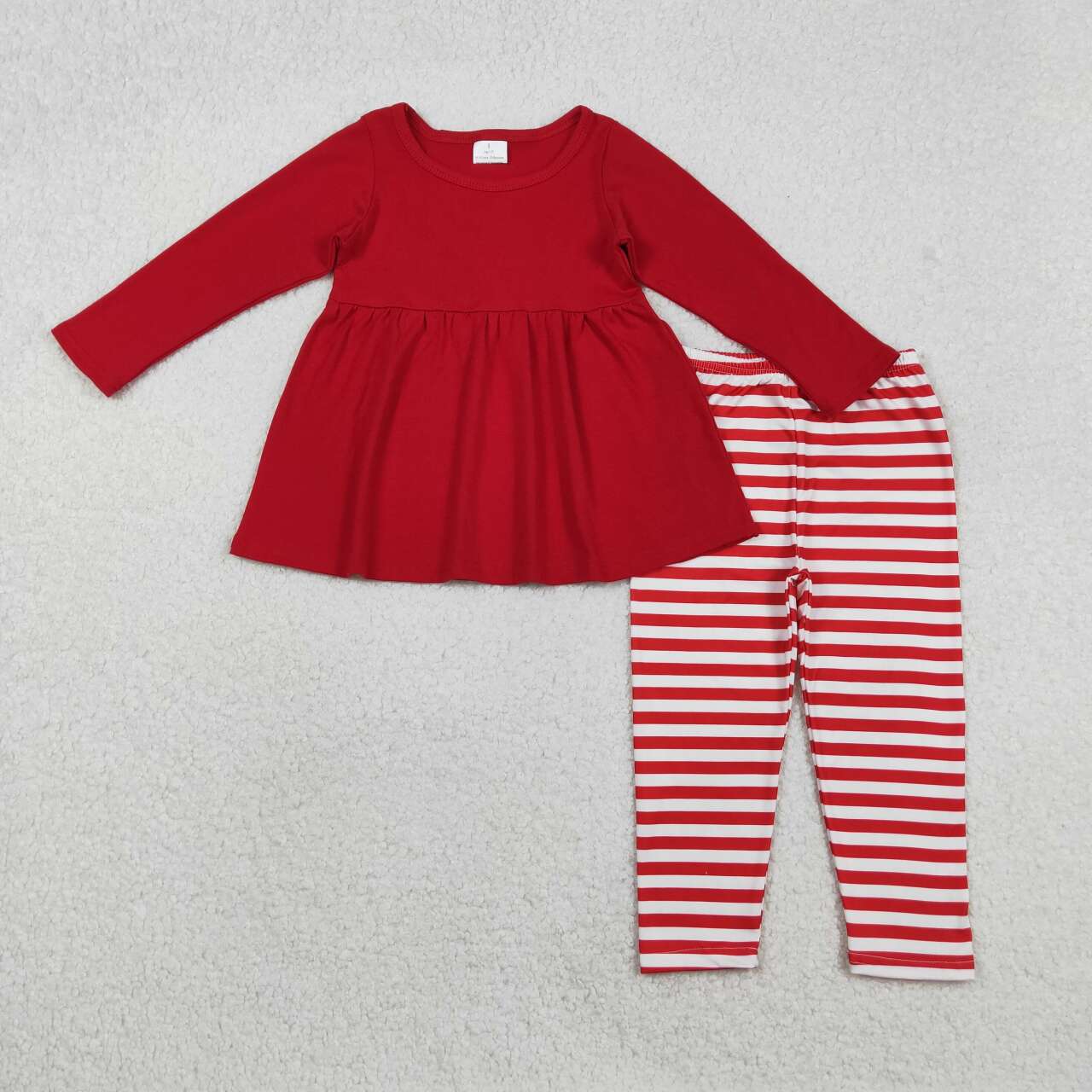 Red tunic top stripes leggings girls long sleeve spring fall outfit