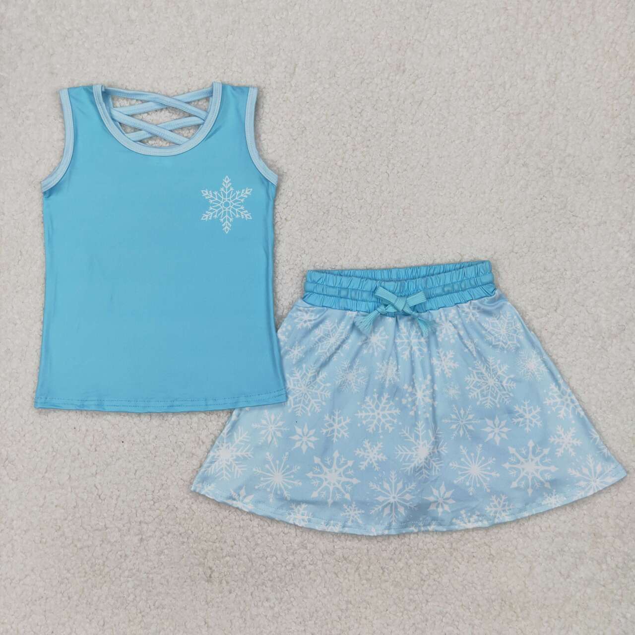 Toddle baby girl blue top matching skirt outfit