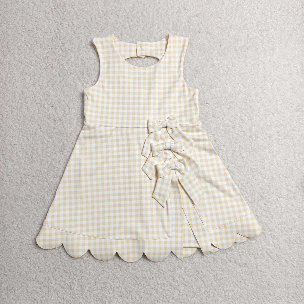 Yellow plaid color girls yoga dress