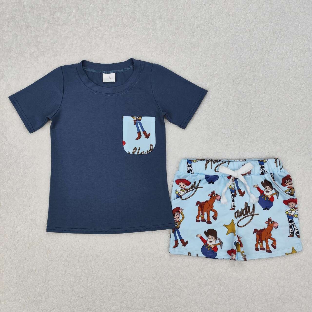 Baby boy cartoon story western summer outfit