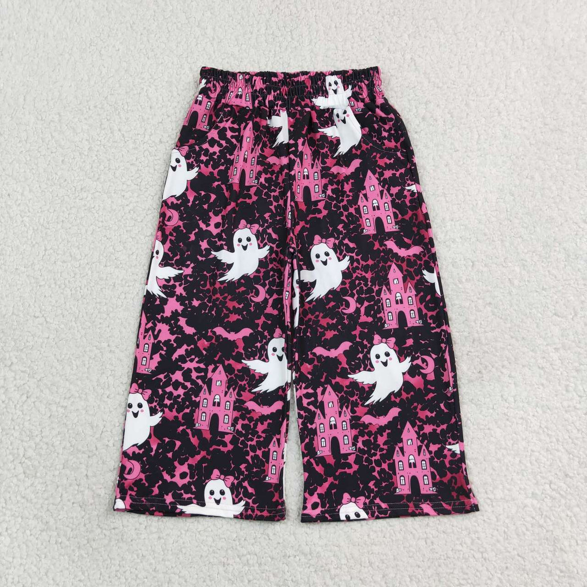 Halloween ghost print girls milk silk pants