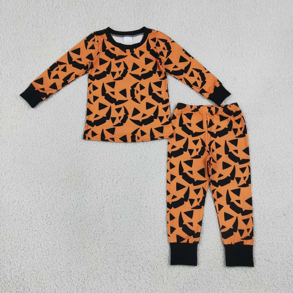 Halloween pumpkin print boys long sleeve outfit