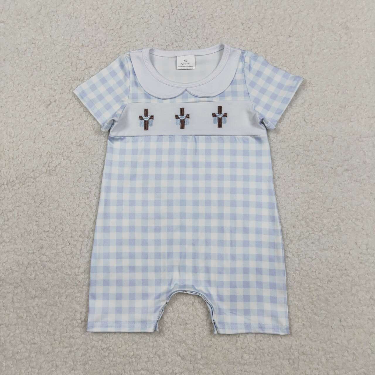 Easter cross embroidery design toddle baby romper
