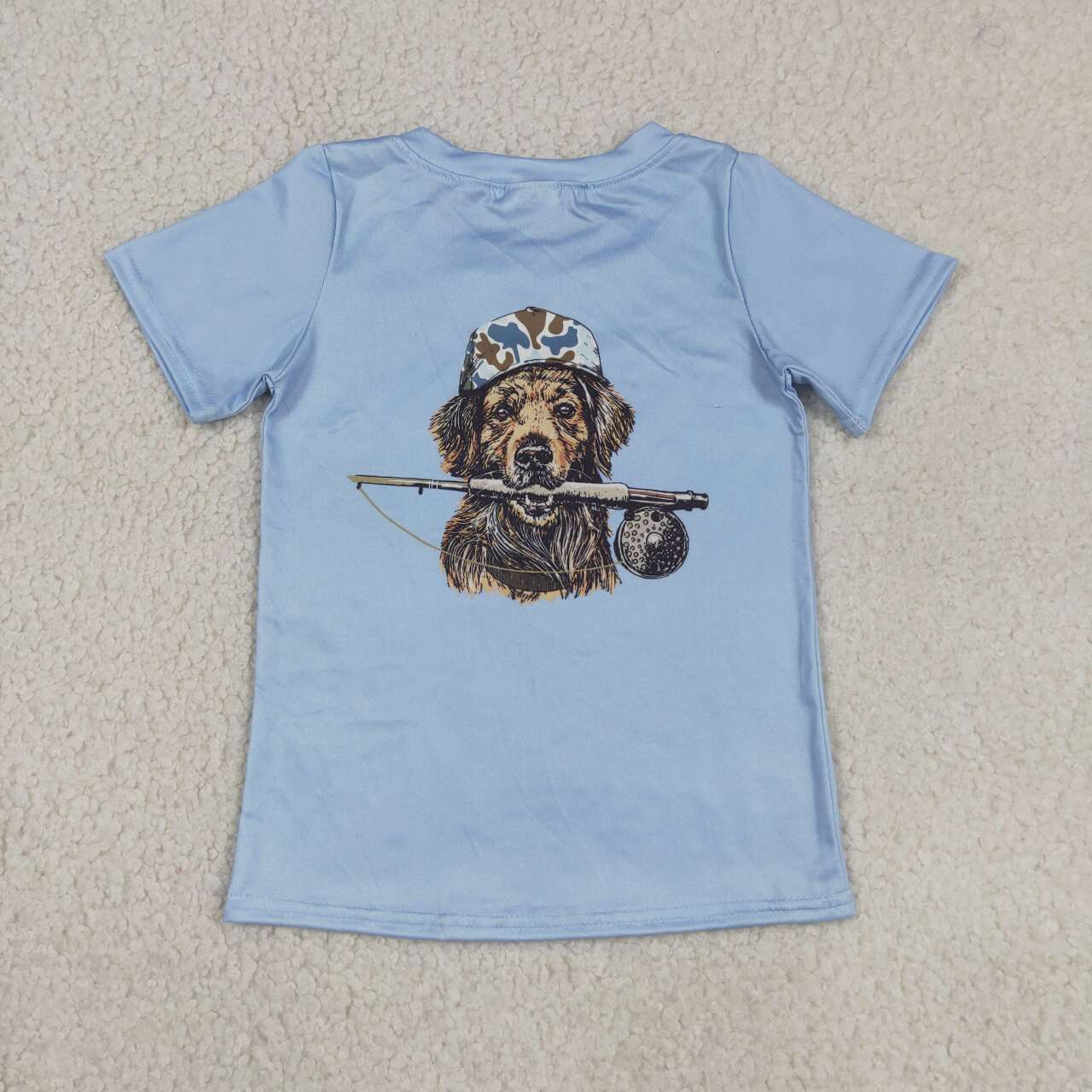 Hunting dog print boy short sleeve top