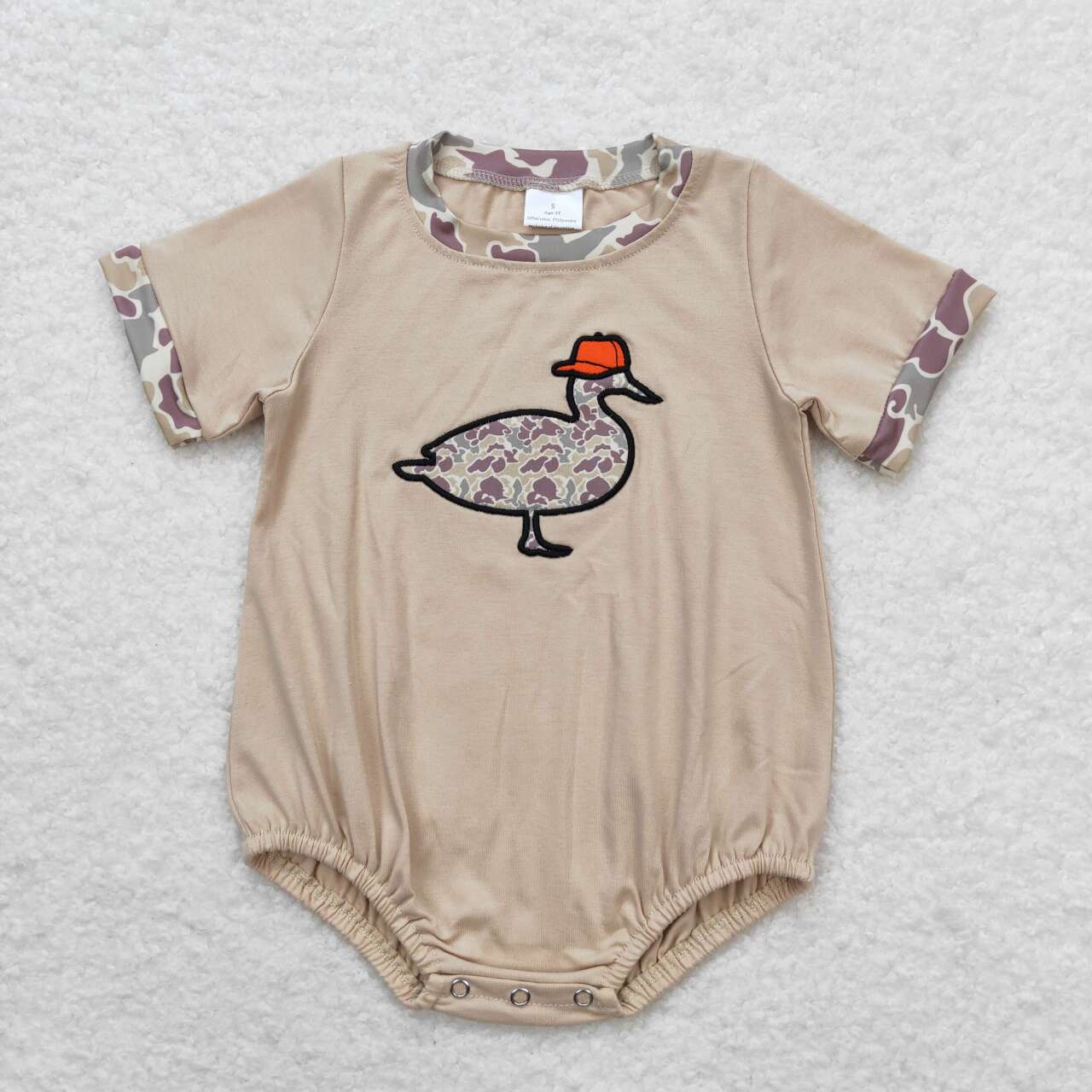 USA SHOP embroidery mallard duck short sleeve hunting romper