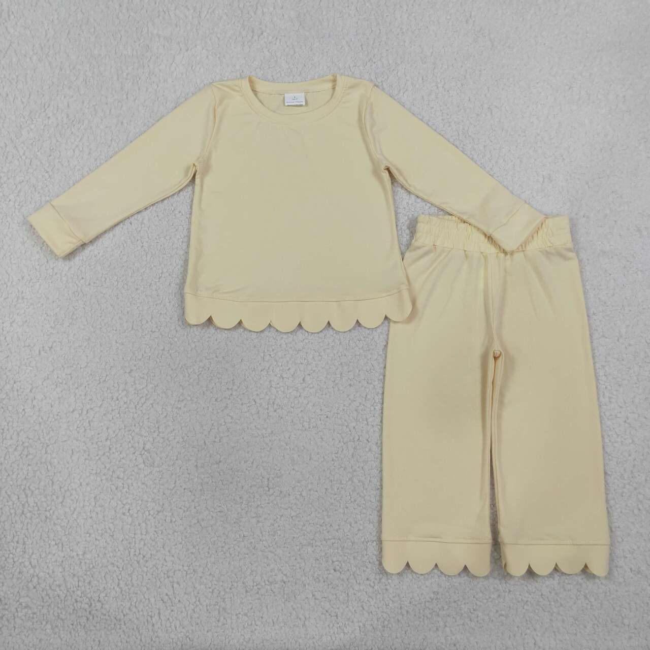 Girls long sleeve yellow color matching outfit