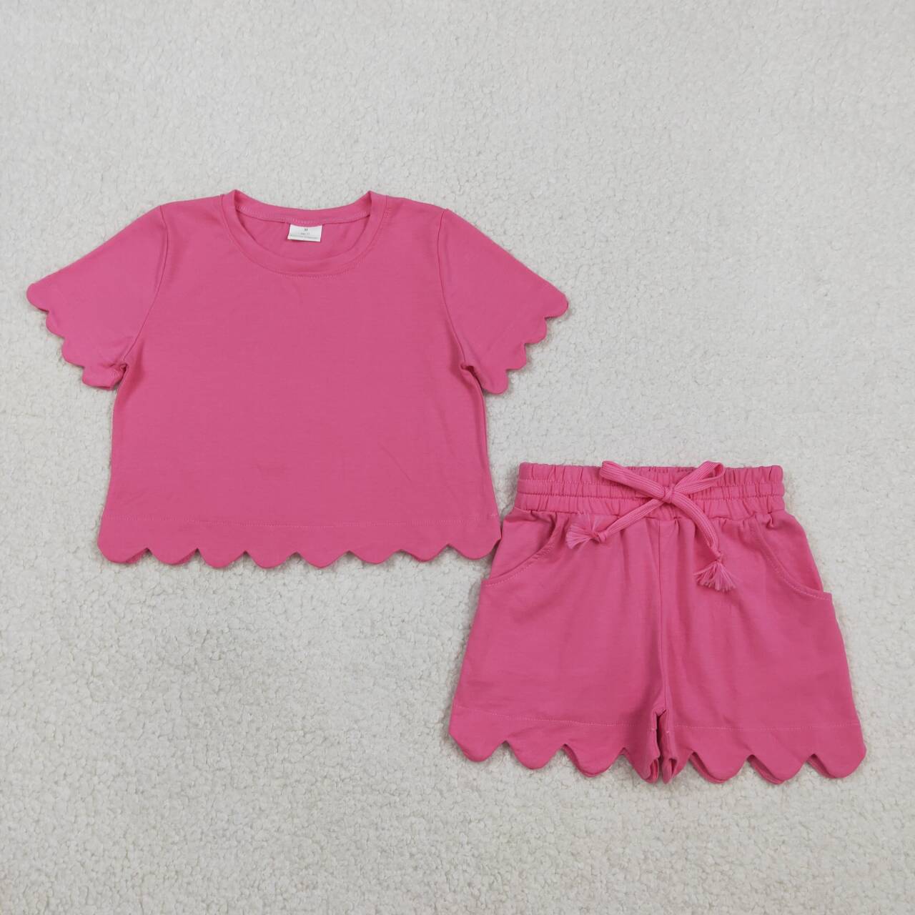 Hot pink color toddle baby girls summer outfit