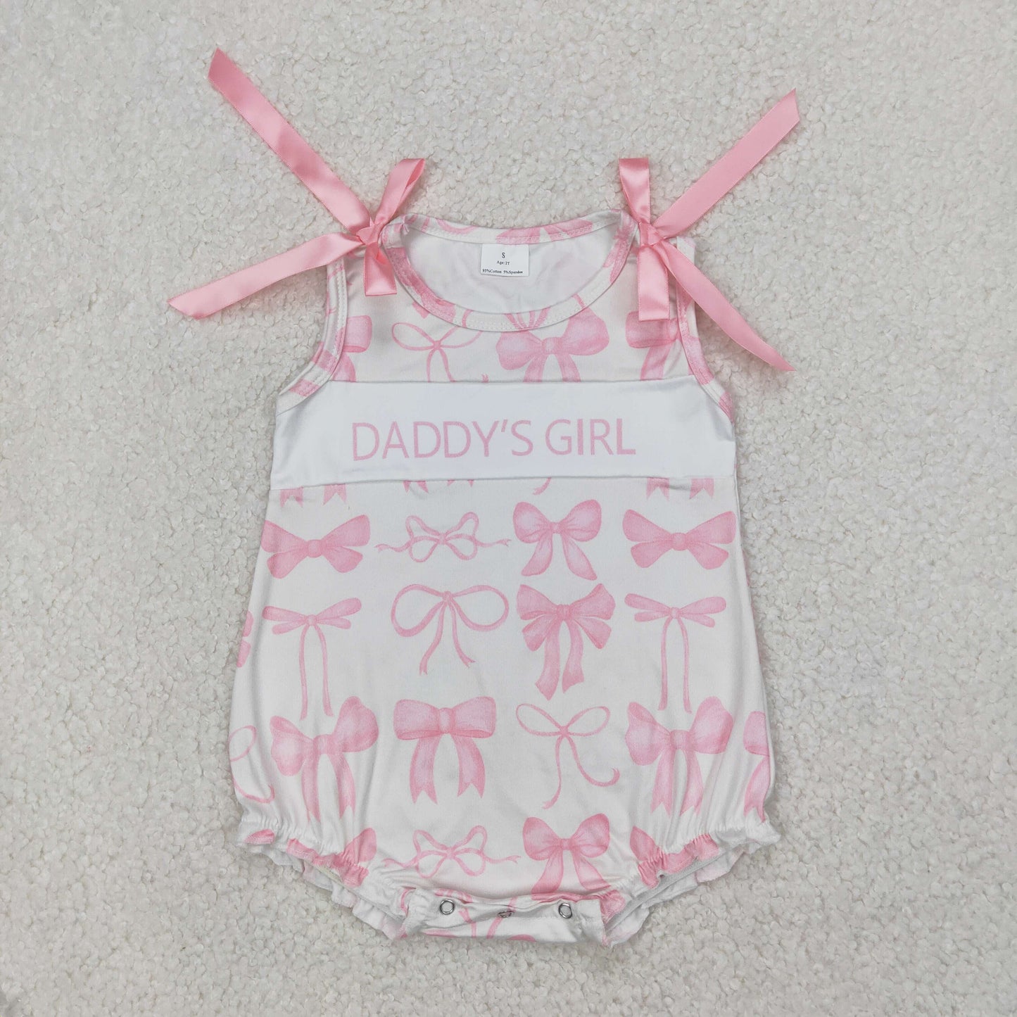 Daddys girl pink bow romper