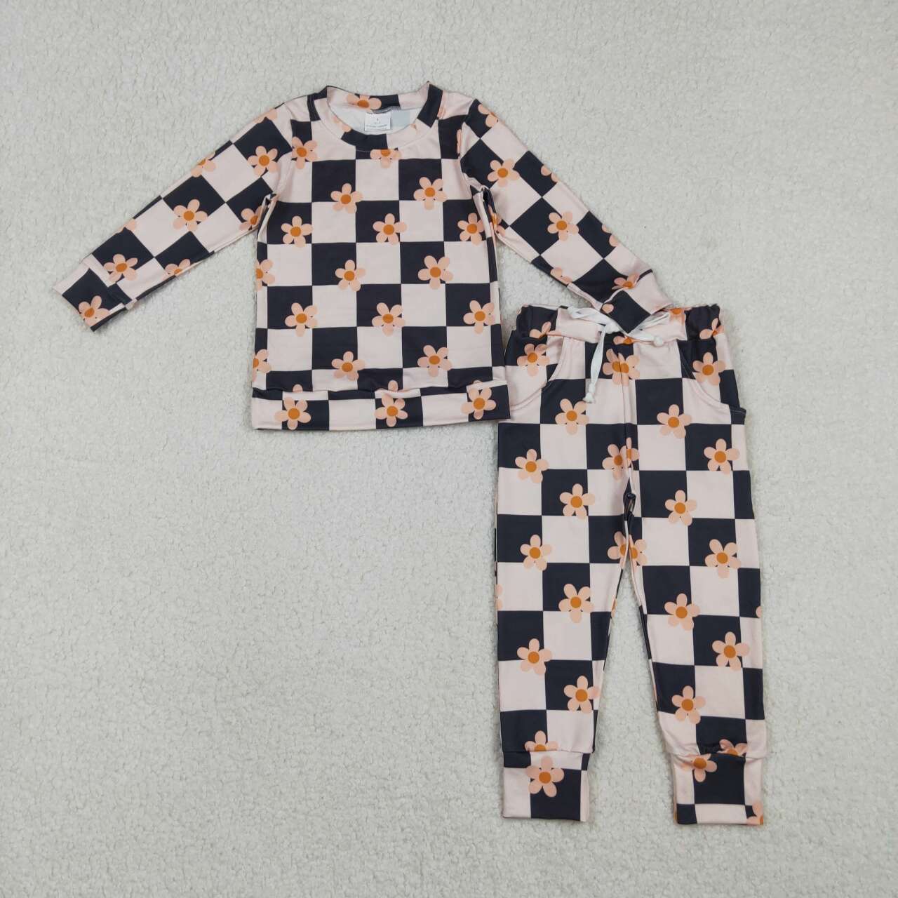 Flowers design girls long sleeve outfit